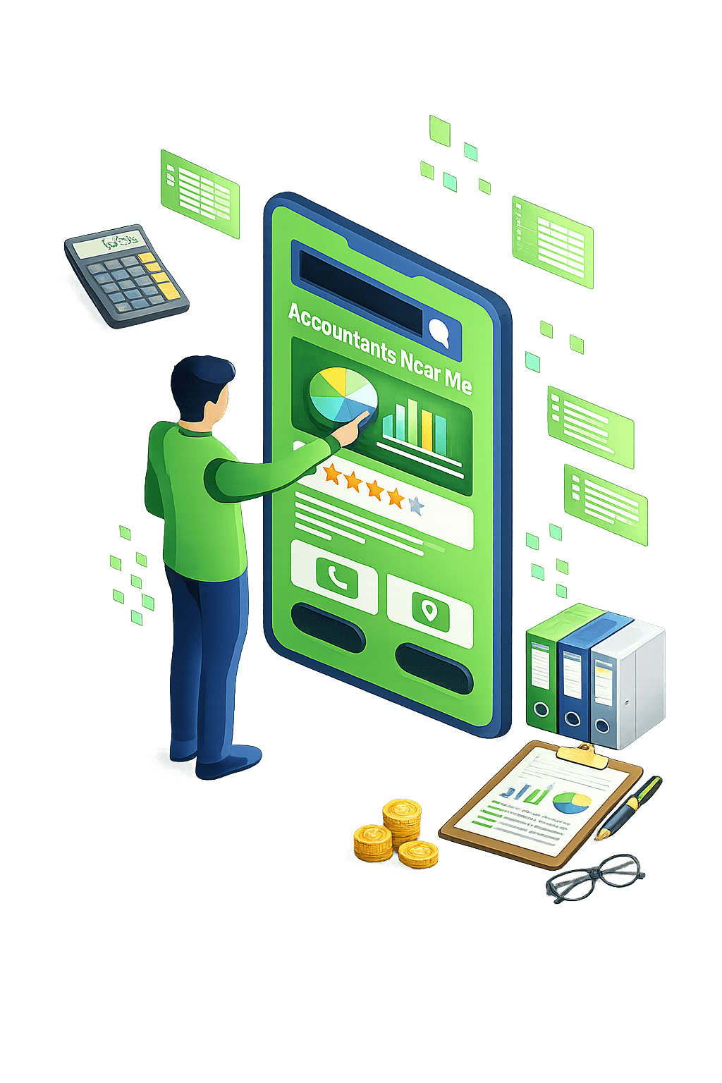 Accountants and bookkeepers website illustration