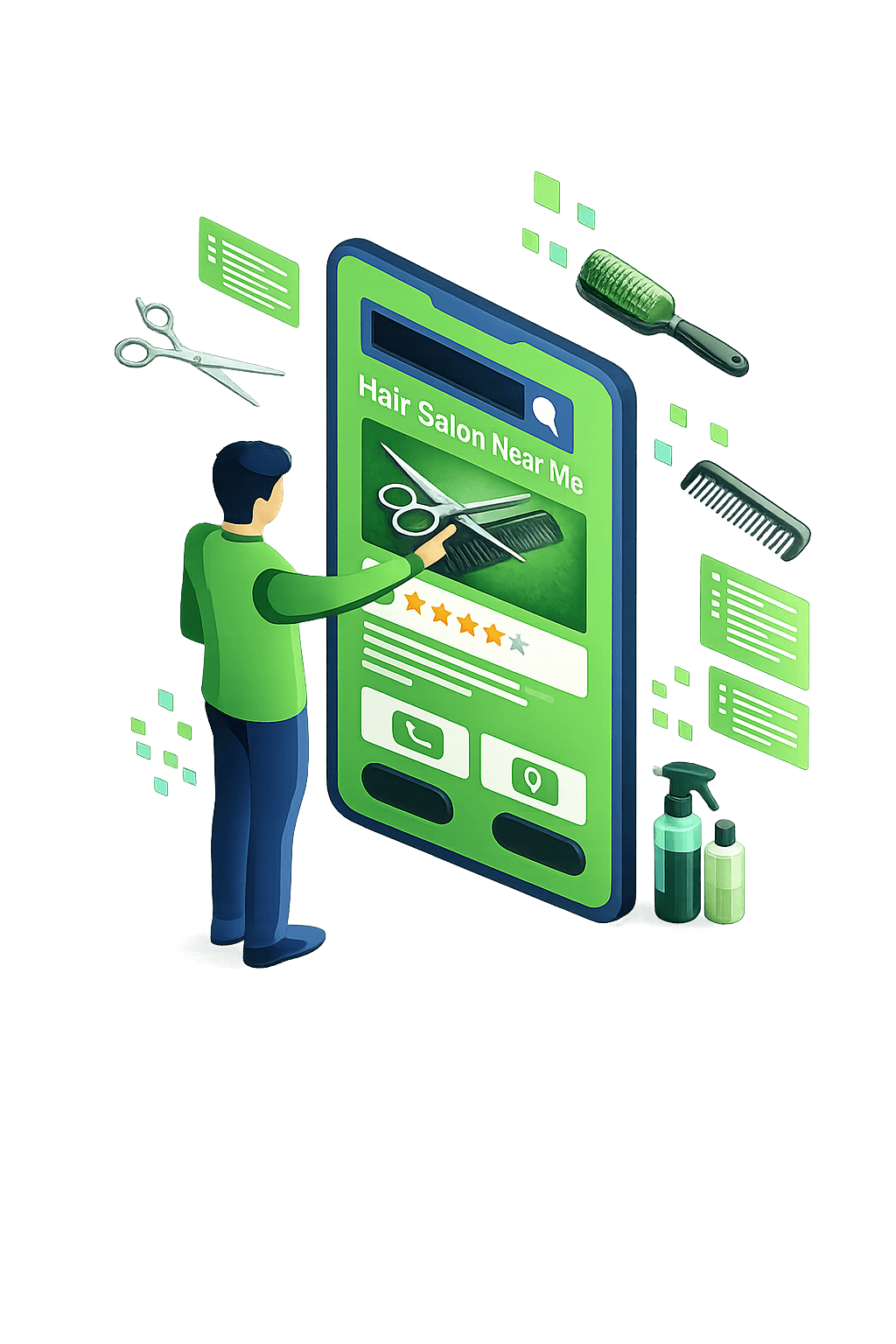 Hair and beauty salon website illustration